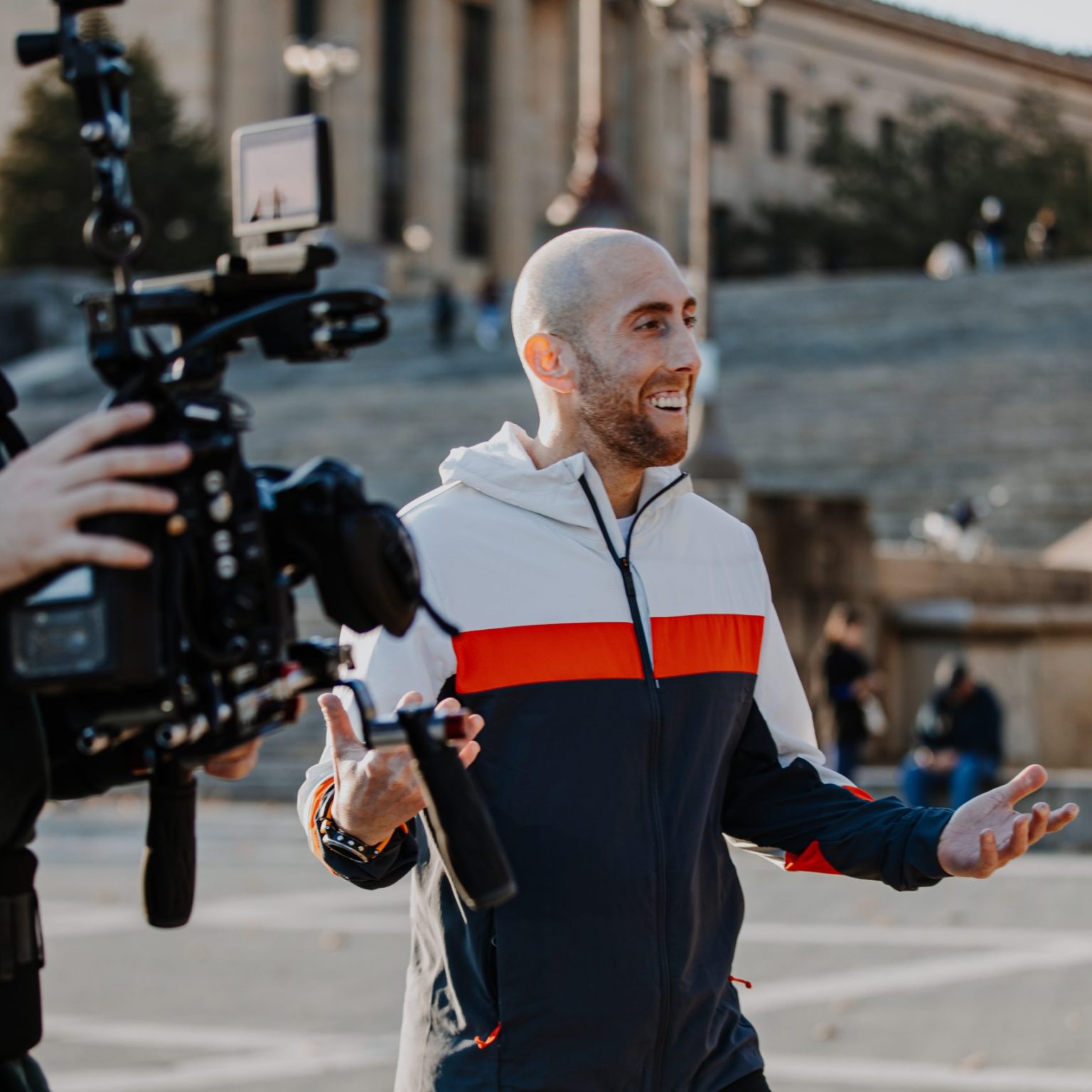 Greg and the crew on location in Philly for Run Greg Run